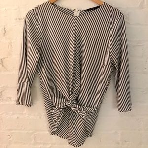 Zara Basics Striped Blouse with Tie Front